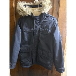 Abercrombie kids navy Jacket Coat With Fur Excellent Condition Navy Size 11/12